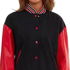 Veste universitaire de baseball en cuir sur mesure avec manches en cuir, broderie chenille pour homme, vestes d'hiver décontractées tissées - Product Image 4