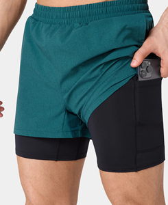 Pantalones Cortos Deportivos Casuales para Hombre, Color Sólido, Secado Rápido, con Bolsillos, Cintura Elástica, Largo Medio, Verde Azulado, Venta al Por Mayor 2026 - Product Image 4