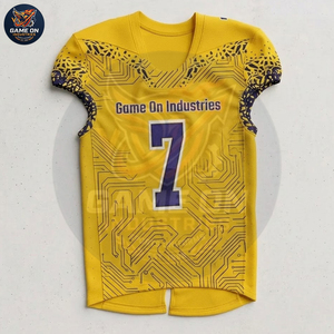 Conjunto de Uniforme de Fútbol Americano Sublimado Personalizado, Amarillo, Transpirable, de Secado Rápido, para Prácticas y Entrenamientos, Jersey y Pantalones - Product Image 4