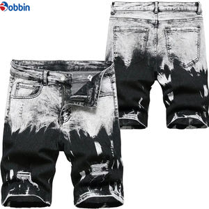 Shorts en jean pour hommes, longueur genou, coupe droite et ample, style streetwear, décontractés, personnalisables - Product Image 6