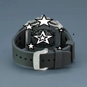 Luxury Men's Stainless Steel Square <b>Chronograph</b> Dial Sapphire Crystal Black Silicone Band Mechanical Movement - Product Image 4