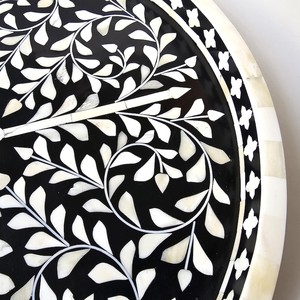 Handmade Circular Bone Inlay <b>Black</b> <b>Tray</b> - Farmhouse Coffee Table <b>Tray</b> - Vintage perfume <b>tray</b> - Bone Inlay Decorative <b>Tray</b> - Product Image 5