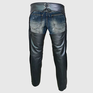 Cuissardes d'équitation en cuir de vachette pour hommes, robustes, style western classique, surface lavée durable, OEM ODM personnalisé - Product Image 2