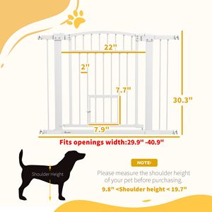 Cancello Extra Largo per Cani e Gatti da 30-41 Pollici con Kit di Estensione da 3 e 5,5 Pollici, Chiusura a Bottone in Metallo da 30 Pollici di Altezza - Product Image 3