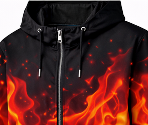Conjunto Deportivo Informal de Invierno Unisex Discover-Impex 2026, Personalizado con Sublimación de Llamas Negras, Chaqueta con Capucha y Pantalones Deportivos, OEM - Product Image 4