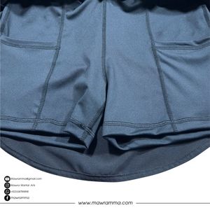 MAWRA Jupe 2 en 1 bleu marine pour femme, taille élastique, respirante, en spandex, jupe intérieure de compression pour femme - Product Image 5