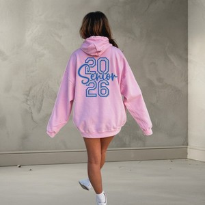 Sudadera con Capucha Extra Grande para Mujer, Diseño de Letras Bordadas en la Parte Delantera y Trasera, Estilo Casual Urbano - Product Image 2