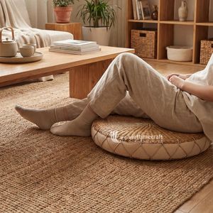 Water Hyacinth Seat Pad Woven <b>Dining</b> <b>Chair</b> Cushion Mat Tatami Floor Seat Pad Foliage Pattern Bohemian Design Viettimecraft - Product Image 4