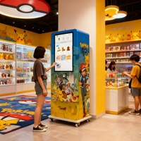 Máquina Expendedora de Tarjetas Pokémon Montada en la Pared con Lector de Tarjetas de Crédito para Salas de Juego y Centros Comerciales