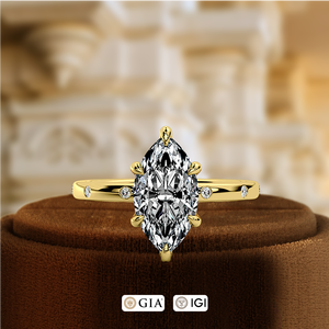 Anillo de compromiso con corte marquesa de 1 quilate para mujer, diamante creado en laboratorio, anillo de compromiso con pavé, anillo de propuesta, el mejor regalo para ella. - Product Image 4