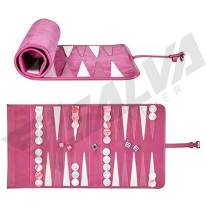 ชุดเกมหมากรุกและแบ็คแกมมอนแบบพกพาสำหรับเดินทาง ของขวัญสุดพิเศษ ทำมือ หนังสีน้ำเงินสุดหรู - Product Image 2