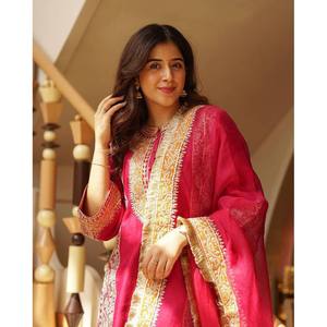 Designer Chiffon Top and Bottom with Dupatta <b>for</b> Party Wear Three-Quarter Sleeve Length - Product Image 3
