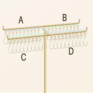 Organisateur de bracelets, présentoir à bijoux à 2 niveaux avec 40 crochets mobiles, support à bijoux doré pour bracelets - Product Image 2
