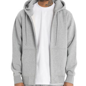 Sweat-shirt à capuche zippé noir pour homme, coupe classique, couleur unie, décontracté, en coton tricoté, pour l'automne - Product Image 6