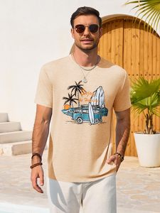 เสื้อยืดลายกราฟิกสไตล์ฮาวายสำหรับผู้ชาย ทรงหลวม คอกลม ใส่สบายในฤดูร้อน รับผลิตตามสั่งจำนวนมาก - Product Image 3