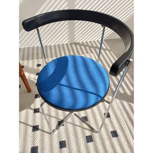 Design moderno pieghevole sedia da pranzo struttura cromata legno retro blu imbottito per soggiorno e cucina uso 1pc - Product Image 6