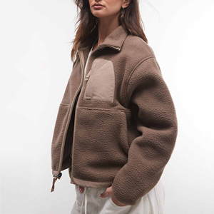 Premium Women's Sherpa Fleece Jacket Soft Warm Winter Coat Oversized Full Zipper Casual Outdoor Jacket OEM <b>Custom</b> Manufacturer - Product Image 1