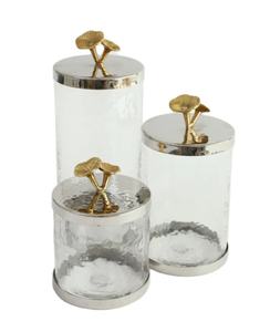 Boîte de conserve de luxe en métal et verre avec plateau fantaisie argenté de service bouteille de stockage pour ustensiles de cuisine design moderne de table fait à la main - Product Image 2