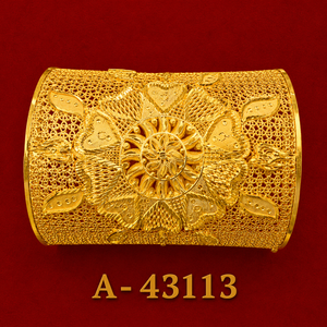 Luxury Trendy Geometric Wide Zinc Alloy Gold Plated Zircon Cuff Bangles | Dubai Style Ethnic Bridal Jewelry A-43109 - Product Image 4