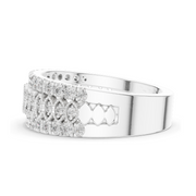Anillo de Diamantes Cultivados en Laboratorio, Oro Rosa, Triple Hilera, Diseño de Autor, Certificado IGI, Anillo de Boda de Oro Amarillo, Elegante y Contemporáneo - Product Image 4
