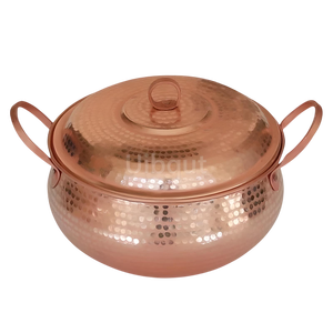 Casserole en cuivre pur martelé à la main avec couvercle et poignées en laiton, ustensile de cuisine traditionnel en cuivre pour la cuisine à domicile - Product Image 1