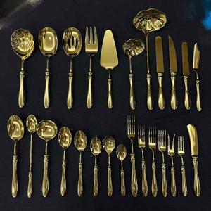 Ensemble de couverts en acier inoxydable plaqué or de luxe |   Ensemble de vaisselle de banquet classique européen en gros - Product Image 1