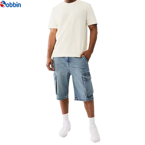 BOBBIN INDUSTRIES Salopette en jean baggy pour homme, style streetwear, avec poches cargo latérales et poches à rabat arrière, coupe droite, design personnalisé, tendance estivale - Product Image 5