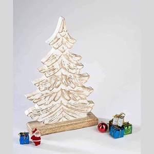 Decoración Rústica de Madera para Árbol de Navidad, Adorno Hecho a Mano con Acabado Blanco Lavado, Estilo Rústico para el Hogar - Product Image 4
