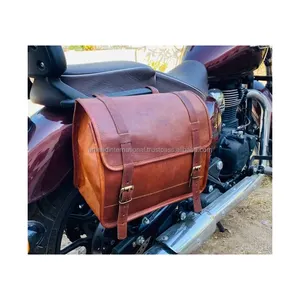 Vera borsa da sella a tracolla con borsa robusta per moto Royal Bike Bullet da motociclista in pelle vegana valigetta da uomo