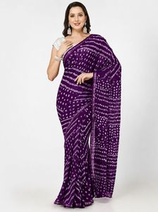 Sari Bandhej Crep Zari léger Aisha Bandhani - Product Image 3