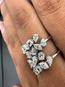 Anillo de Dos Bandas con Racimo de Diamantes de Moissanita de Múltiples Formas, Diseño Creativo, Unisex, Plata 925 Original, Regalo de Boda para Pareja - Product Image 4