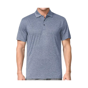 Chemise à manches courtes pour homme 100% coton anti-plis couleur unie tricotée séchage rapide style décontracté style golf bleu gris - Product Image 6