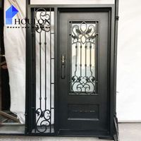 Porte d'entrée en fer Design Porte moderne en fer forgé Porte extérieure avant en fer Double porte