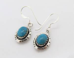 Vintage Turquoise Western <b>Dangle</b> <b>Earrings</b> Sterling <b>Silver</b> Gemstone Drop Jewelry Gift For Women - Product Image 3