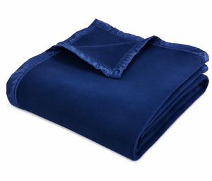 Couverture en polaire bleu marine de qualité supérieure OS Premium avec bordure en satin – Taille personnalisée disponible - Product Image 2