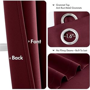 Tende Oscuranti Termoisolanti Rosso Borgogna da 160 cm, 2 Pannelli Solidi G per Camera da Letto e Soggiorno - Product Image 3