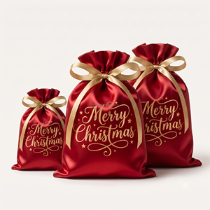 Custom <b>Christmas</b> Satin Drawstring <b>Bag</b> <b>Gift</b> Dust <b>Bag</b> With Personalized Names Holiday Present Packaging Xmas Reusable <b>Gift</b> Storage - Product Image 3