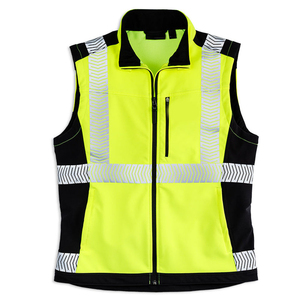 Gilet de sécurité haute visibilité réfléchissant ANSI Classe 1 imperméable avec logo personnalisé, poches orange et bleues, fermeture éclair - Product Image 2