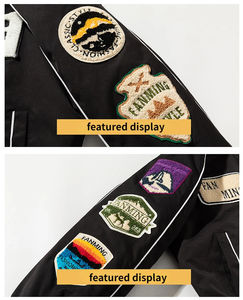 Chaqueta Varsity para Hombre, Estilo Hip Hop, con Parches, Bordado de Letras, Flocado, Holgada, Informal, Chaqueta de Béisbol Unisex, Estilo Urbano Retro de Invierno - Product Image 2