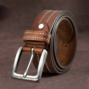 Mens Cow Hide Leather Belt Minimalist Stylish Silver Buckle Casual Durable Heavy Duty <b>Braided</b> Fashion Waist <b>Accessory</b> Daily Wear - Product Image 2