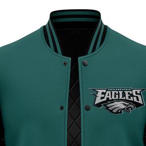 Chaqueta Varsity de Invierno Personalizable para Hombre con Cuello Alto, Lana y Bordado en Cuero - Product Image 3