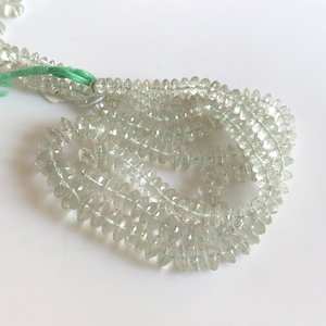 Perles de pierres précieuses en améthyste verte naturelle, facettées, taille bouton, coupe allemande, forme pièce de monnaie, pour la fabrication de bijoux, en brin, pierres en vrac - Product Image 1