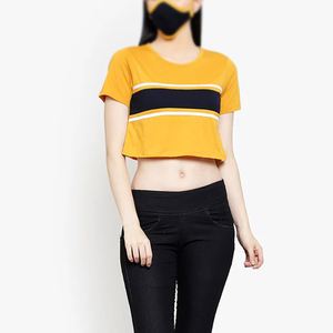 T-shirts courts pour femmes, style tendance, séchage rapide, vente en gros, dernier design, 100% coton, décontractés, extensibles - Product Image 4