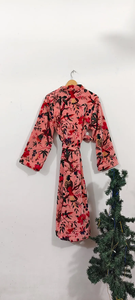 Robe kimono longue à manches longues en coton tissé à imprimé floral fait main, col en V, séchage rapide, pour demoiselle d'honneur, été - Product Image 2