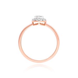 Trendy 14K Rose Gold White Enamel Diamond <b>Ring</b> Round Cluster Halo Solitaire Anniversary Wedding Band for Women Daily Wear Gift - Product Image 3