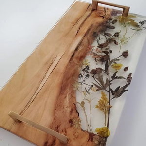 DOOR SQUARE WOOD <b>EPOXY</b> RESIN TRAY Fabulous Decorative Design for Serving Food in Kitchen Restaurants Home Use - Product Image 1