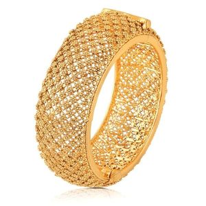 Brazaletes de Latón Chapado en Oro de 18K con Diseño de Flor y Circonita, Joyería Unisex de Moda para Fiestas, RETAIL BEES TRADING CO FRBJ-0206, Tercera Marca - Product Image 1