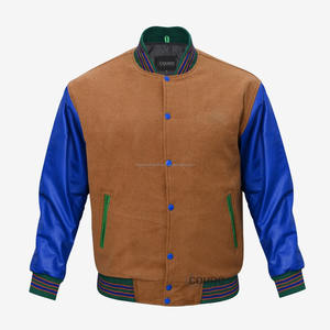 Vestes de baseball décontractées et ajustées en laine pour hommes avec manches boutonnées en cuir Veste de baseball universitaire pour hommes OEM - Product Image 1