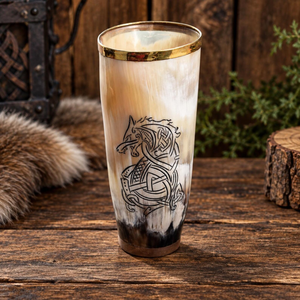 Verres à shot Viking personnalisés en corne de buffle naturelle gravée, polis, écologiques, faits à la main, pour bière et miad de Noël, élégants et artisanaux - Product Image 5