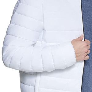 Lightweight White <b>Men</b> Quilted Puffer <b>Jacket</b> with Zipper Closure Stand Collar Waterproof Winter Coat <b>for</b> Outdoor Cold Weather - Product Image 3